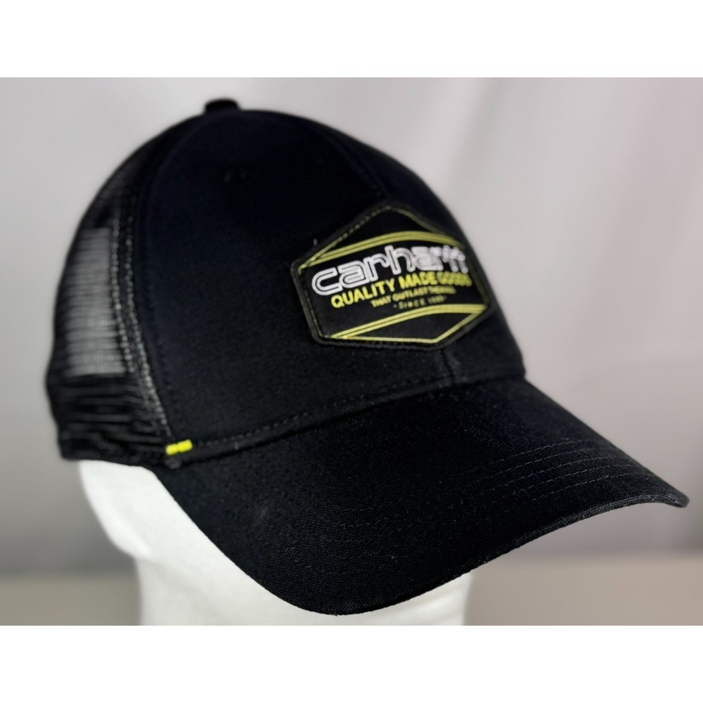 Carhartt‎ Mens Black Mesh Trucker Hat Quality Made Goods Patch Snapback Cap